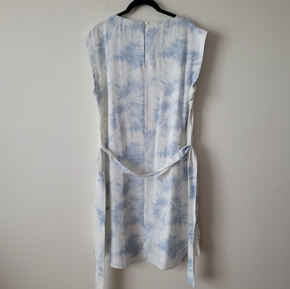 NWT Melissa Nepton Canada White & Tie-Dye Blue Tencel Dress - Picture 12 of 14